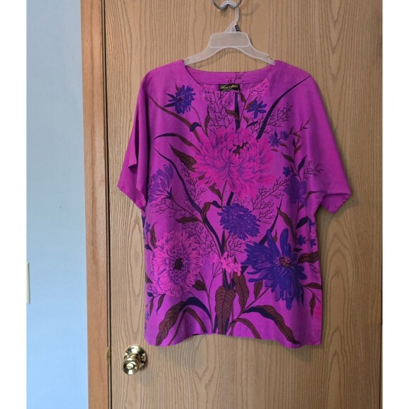 Thai Silk Womens Blouse Large XL Hand Woven 100% Pure Finest Quality Vivid Pink - Picture 3 of 12